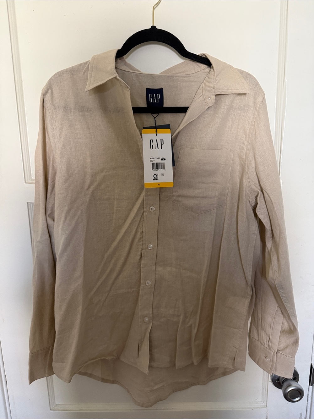 GAP Light Beige Long-Sleeve Button Down Shirt